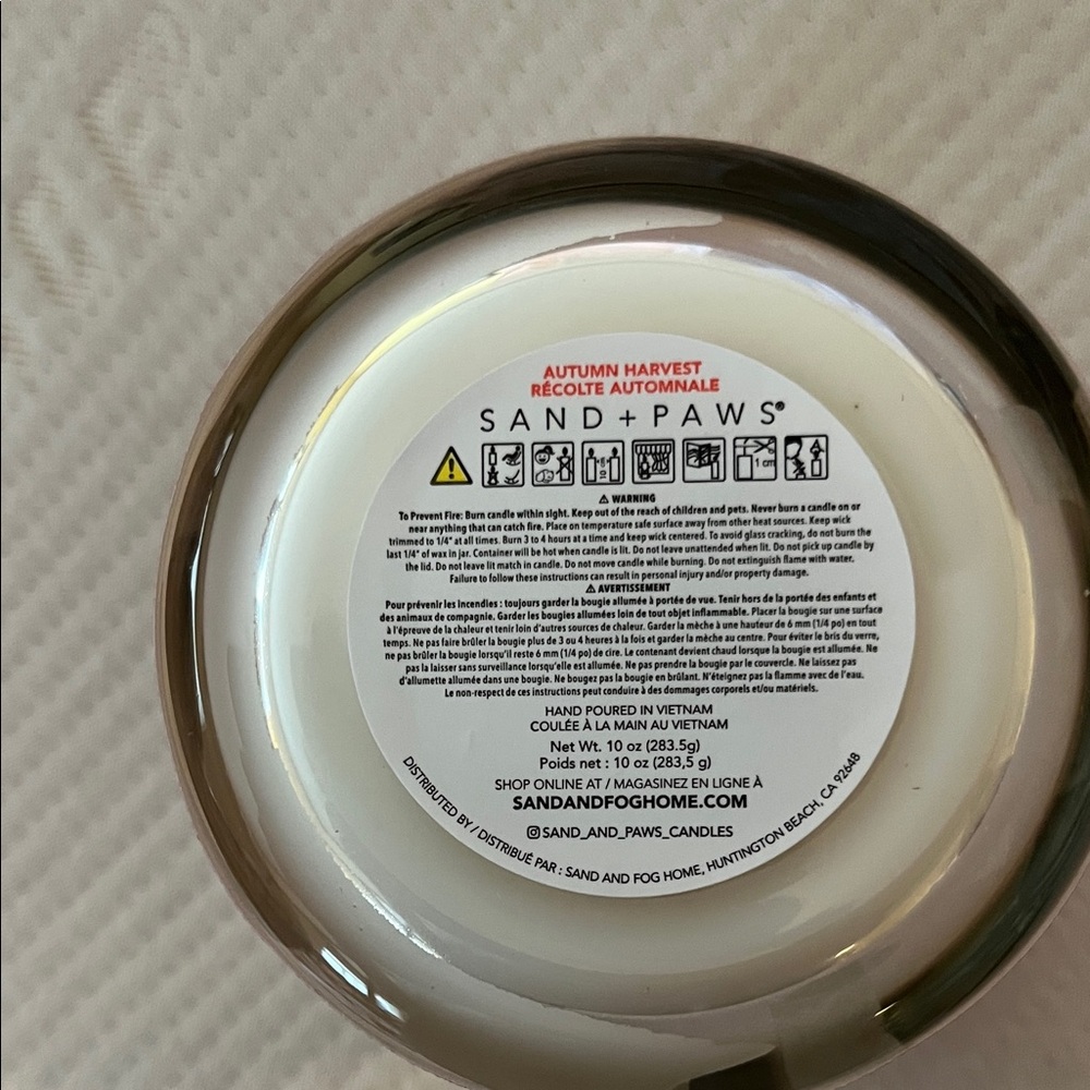 Sand + Paws Autumn Harvest Candle neutralizer for pet odor great for bathroom - Picture 6 of 6
